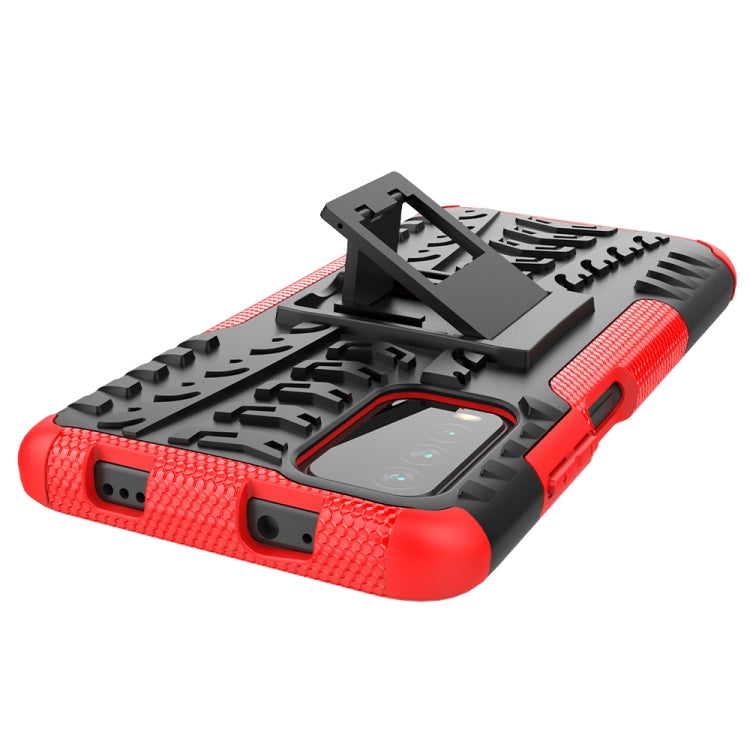 Tire Texture Shockproof TPU+PC Protective Case with Holder, For Xiaomi Poco M3 /Redmi Note 9 4G
