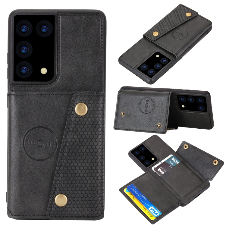 Double Buckle PU + TPU Shockproof Magnetic Protective Case with Card Slot & Holder, For Samsung Galaxy S21 5G, For Samsung Galaxy S21+ 5G, For Samsung Galaxy S21 Ultra 5G
