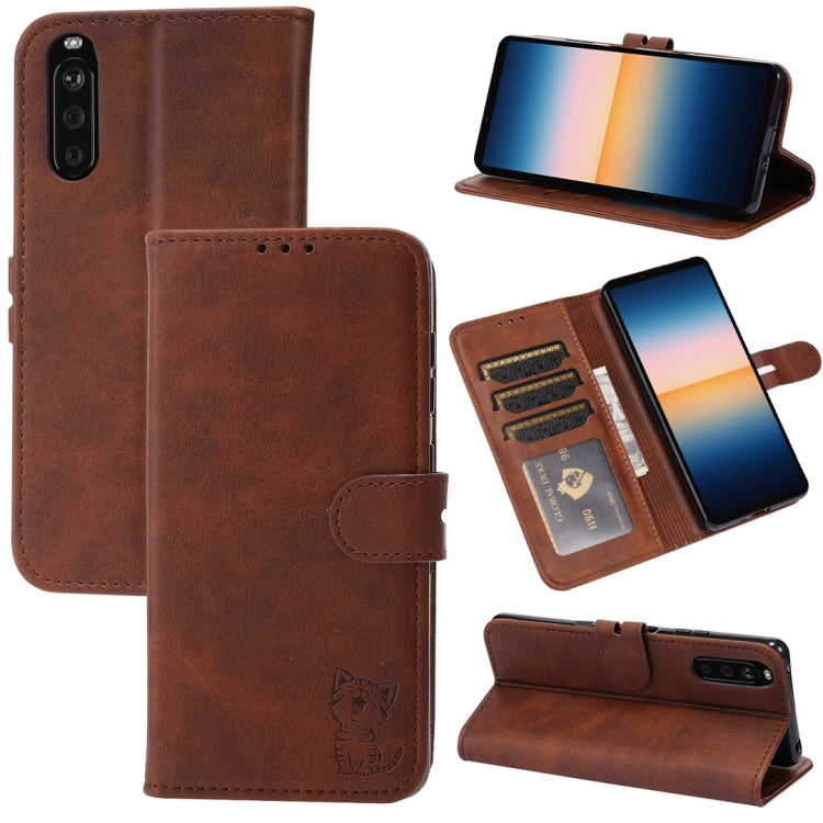 Embossed Happy Cat Pattern Horizontal Flip Leather Case with Holder & Card Slots & Wallet