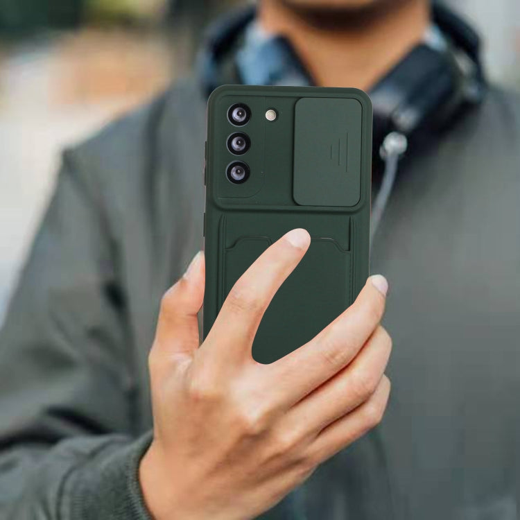 Sliding Camera Cover Design TPU Protective Case with Card Slot, For Samsung Galaxy S21+ 5G