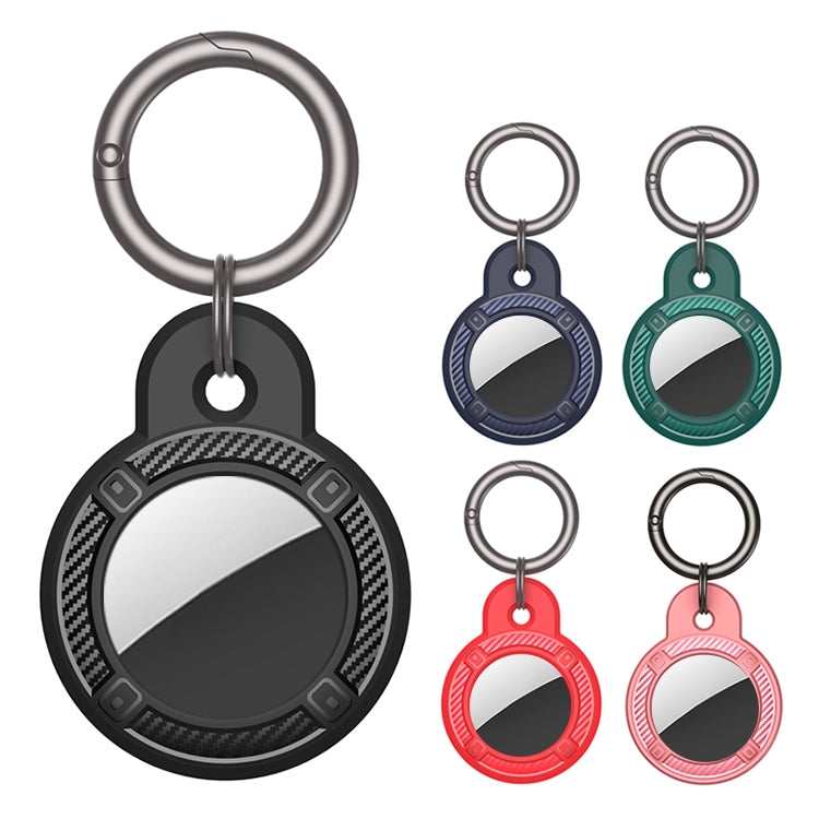 Round Shape Carbon Fiber Anti-fall Case with Keychain Ring for AirTag 2nd Gen / AirTag 1st Gen