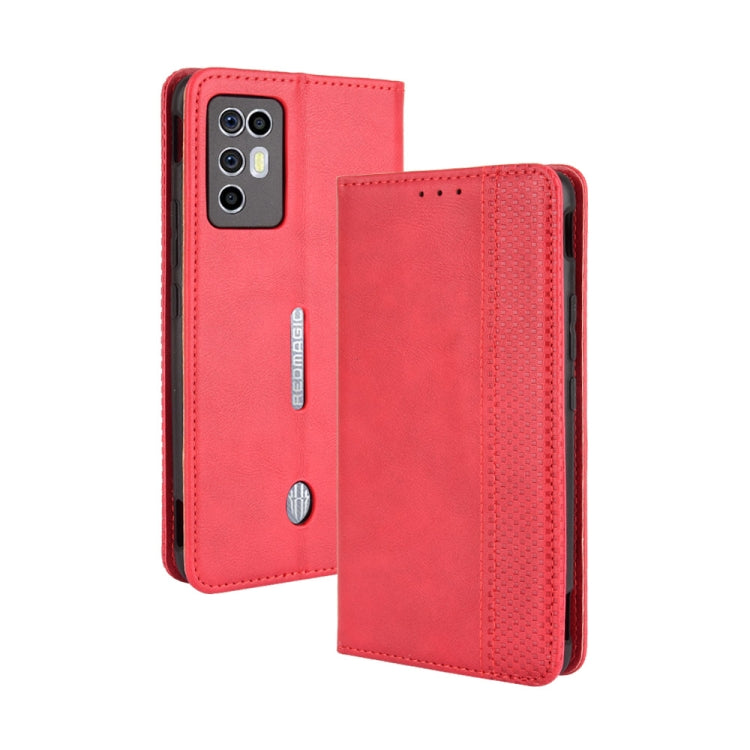 Magnetic Buckle Retro Crazy Horse Texture Horizontal Flip Leather Case with Holder & Card Slots & Photo Frame, For ZTE nubia Red Magic 6R