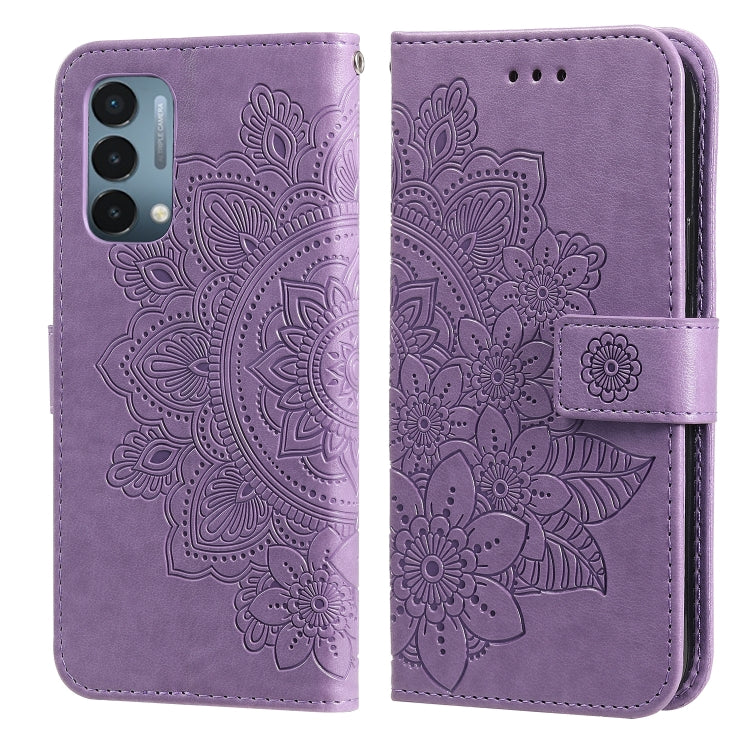 7-petal Flowers Embossing Pattern Horizontal Flip PU Leather Case with Holder & Card Slots & Wallet & Photo Frame, For OnePlus Nord CE 5G, For OnePlus Nord N200 5G