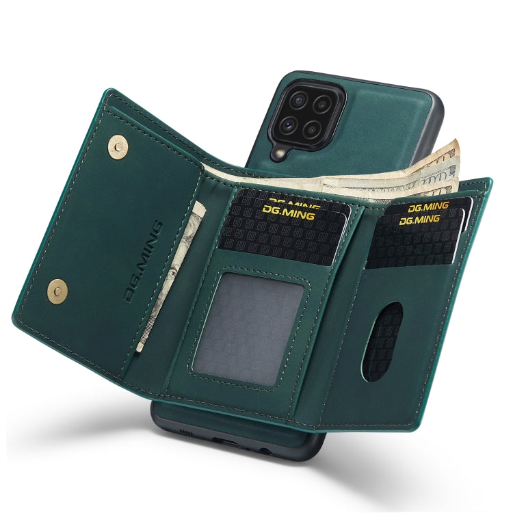 DG.MING M1 Series 3-Fold Multi Card Wallet + Magnetic Back Cover Shockproof Case with Holder Function, For Samsung Galaxy A22 4G