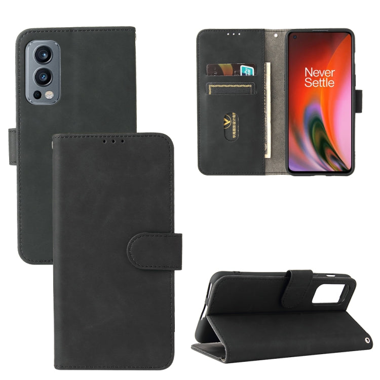 Solid Color Skin Feel Magnetic Buckle Horizontal Flip Calf Texture PU Leather Case with Holder & Card Slots & Wallet, For OnePlus Nord 2 5G