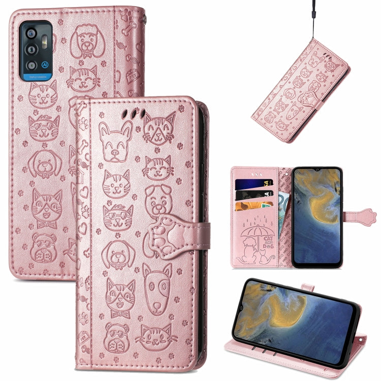 Lovely Cat and Dog Embossing Pattern Horizontal Flip Leather Case , with Holder & Card Slots & Wallet & Cartoon Clasp & Lanyard