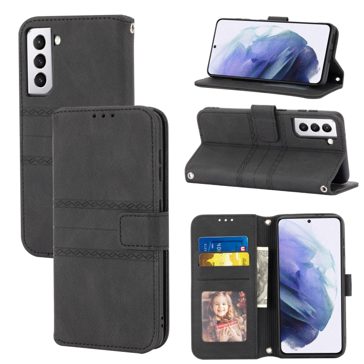 Embossed Striped Magnetic Buckle PU + TPU Horizontal Flip Phone Leather Case, For Samsung Galaxy Z Fold3 5G, For Samsung Galaxy Z Fold2 5G, For Samaung Galaxy S22 5G, For Samaung Galaxy S22+ 5G