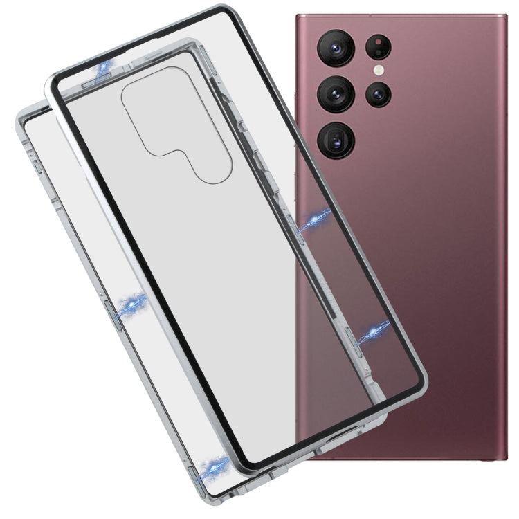 HD Magnetic Metal Tempered Glass Phone Case, For Samsung Galaxy S22 Ultra 5G