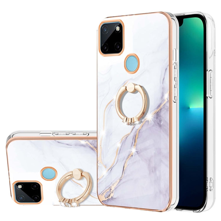 Electroplating Marble Pattern IMD TPU Phone Case with Ring Holder, For OPPO A94 5G / A95 5G, For Realme 8i, For Realme C21Y