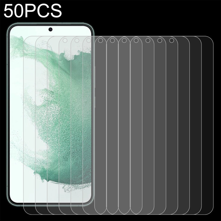 50 PCS 0.26mm 9H 2.5D Tempered Glass Film, For Samsung Galaxy S21 5G(50pcs), For Samsung Galaxy S21+ 5G(50pcs), For Samsung Galaxy S22 5G(50pcs), For Samsung Galaxy S22+ 5G(50pcs)