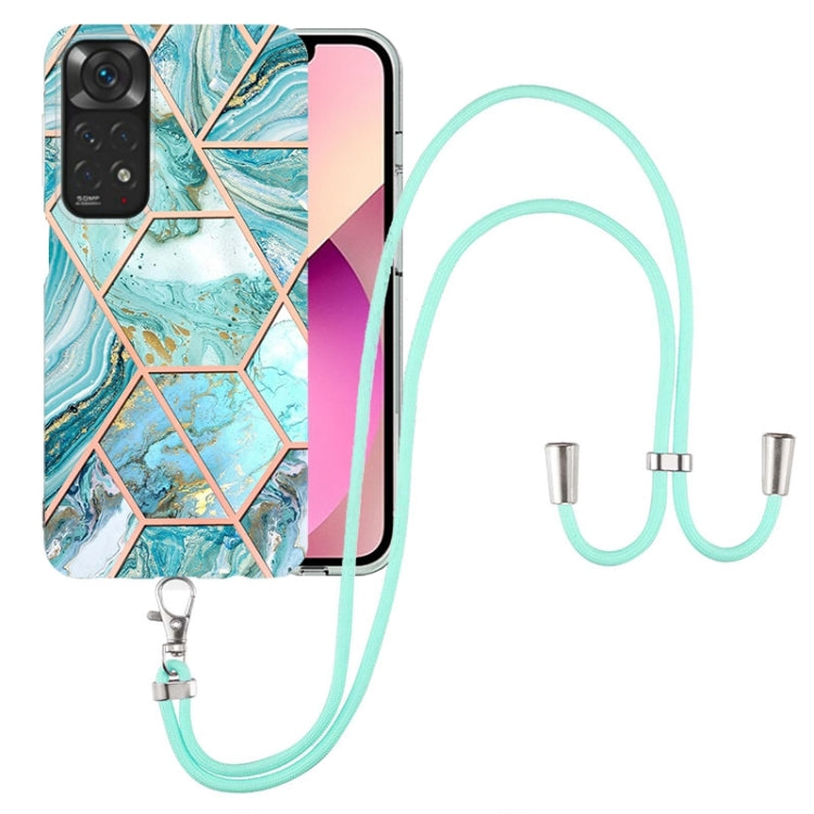 Electroplating Splicing Marble TPU Phone Case with Lanyard, For Xiaomi Redmi Note 11 Pro / Note 11 Pro+, For Xiaomi Redmi Note 11S/Note 11 4G Foreign