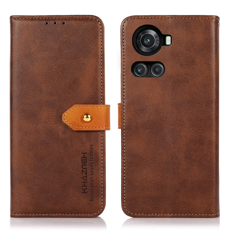 KHAZNEH Dual-color Cowhide Texture Flip Leather Phone Case, For Sharp Aquos R7, For OnePlus Ace / 10R