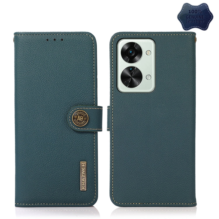 KHAZNEH Custer Texture RFID Genuine Leather Phone Case, For OnePlus Nord 2T 5G