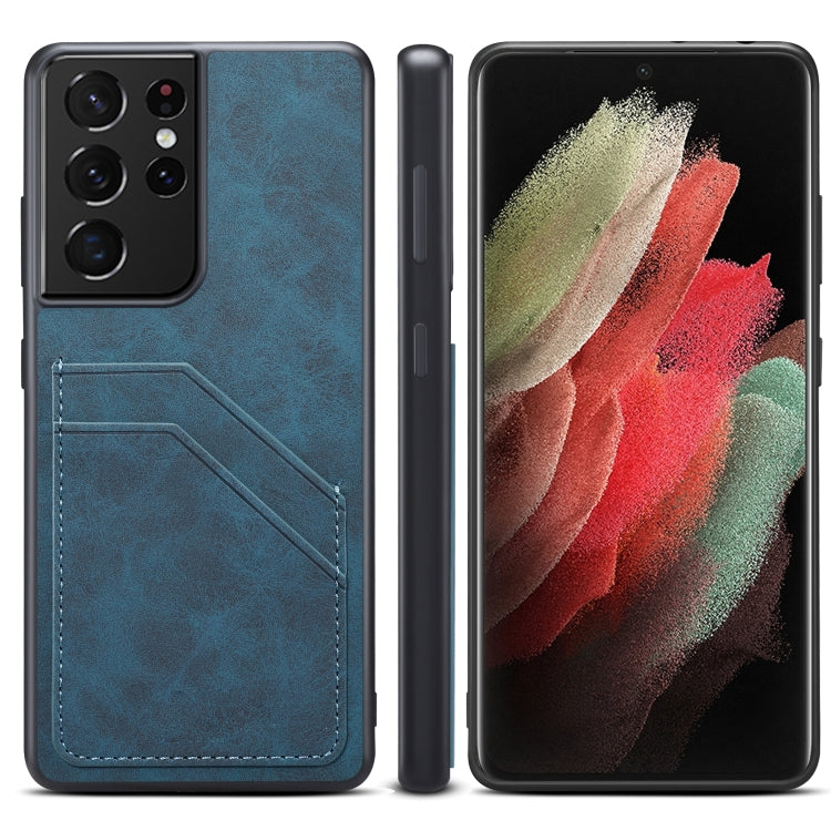 Card Slots Full Coverage PU+TPU Phone Case, For Samsung Galaxy S21 Ultra 5G