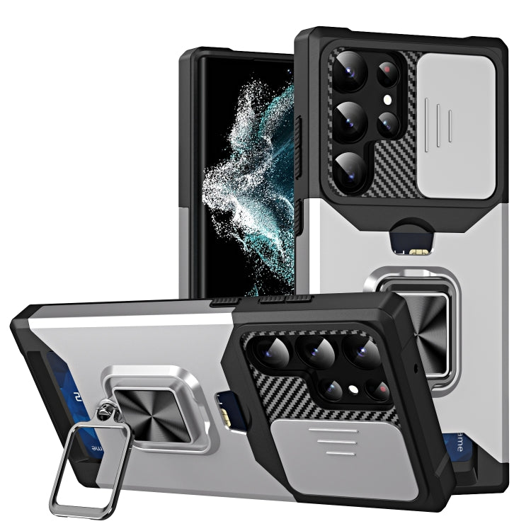 Sliding Camshield Phone Case with Ring Holder & Card Slot, For Samsung Galaxy S23 5G, For Samsung Galaxy S23+ 5G, For Samsung Galaxy S23 Ultra 5G
