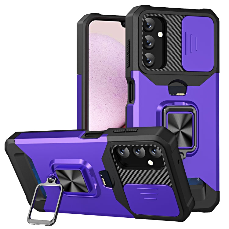 Sliding Camshield Phone Case with Ring Holder & Card Slot, For Samsung Galaxy A14 5G