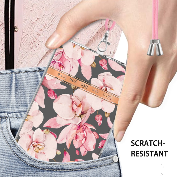 Flowers and Plants Series IMD TPU Phone Case with Lanyard, For Samsung Galaxy S23 5G, For Samsung Galaxy S23+ 5G, For Samsung Galaxy S23 Ultra 5G, For Samsung Galaxy A14 5G