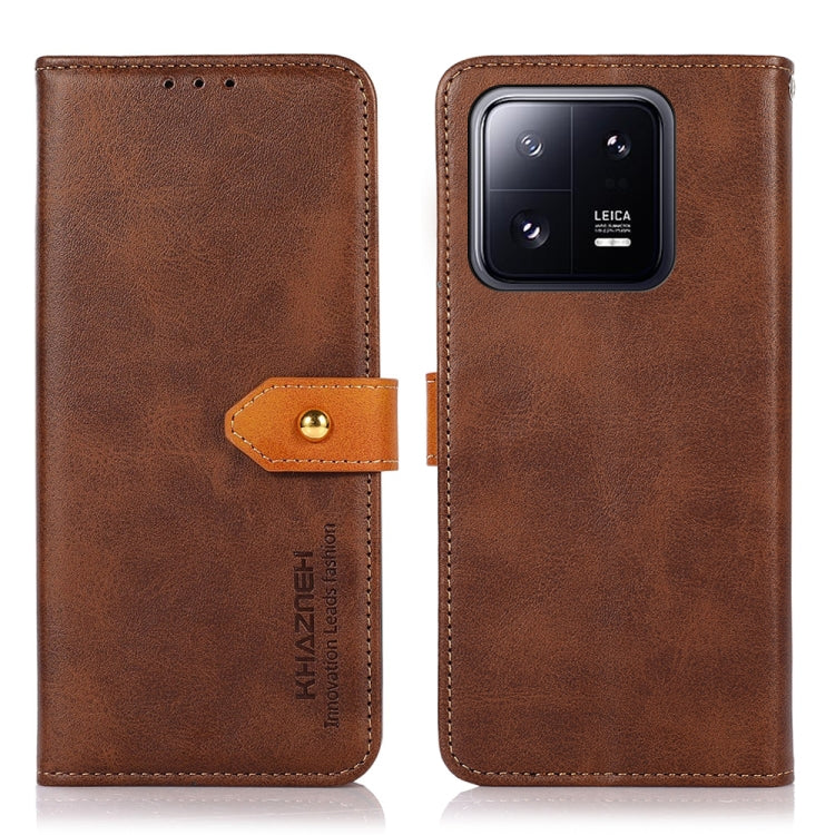 KHAZNEH Dual-color Cowhide Texture Flip Leather Phone Case, For Motorola Moto X40 Pro, For Xiaomi 13 Pro, For Xiaomi 13