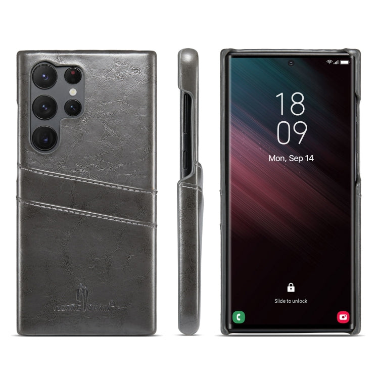 Fierre Shann Oil Wax Texture Leather Phone Case with Card Slots, For Samsung Galaxy S23 5G, For Samsung Galaxy S23+ 5G, For Samsung Galaxy S23 Ultra 5G