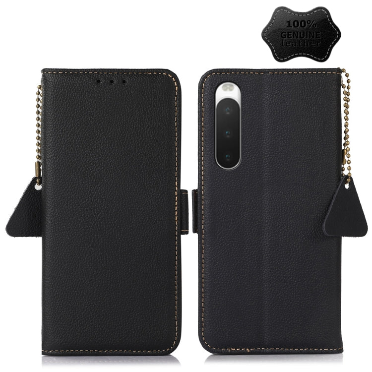 Side-Magnetic TJ Genuine Leather RFID Phone Case, For Sony Xperia 1 IV, For Sony Xperia 10 IV