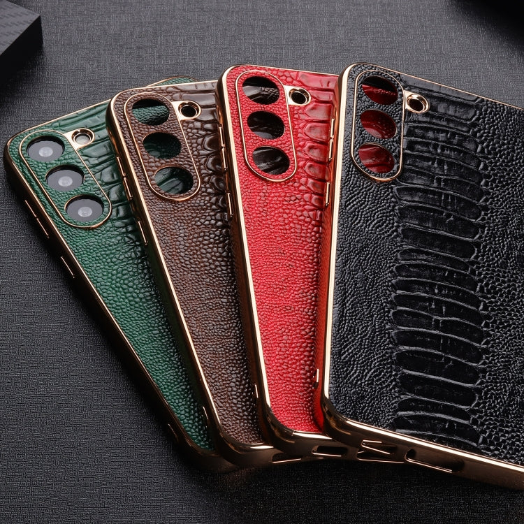 Genuine Leather Weilai Series Nano Electroplating Phone Case, For Samsung Galaxy S23 5G, For Samsung Galaxy S23+ 5G, For Samsung Galaxy S23 Ultra 5G