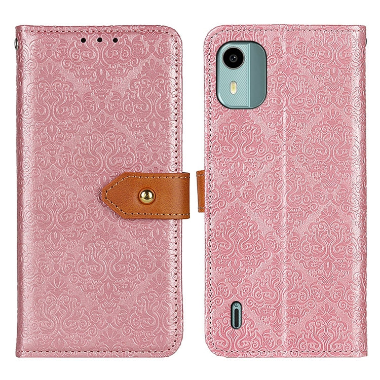 European Floral Embossed Flip Leather Phone Case, For Nokia C22 4G, For Nokia C12 4G