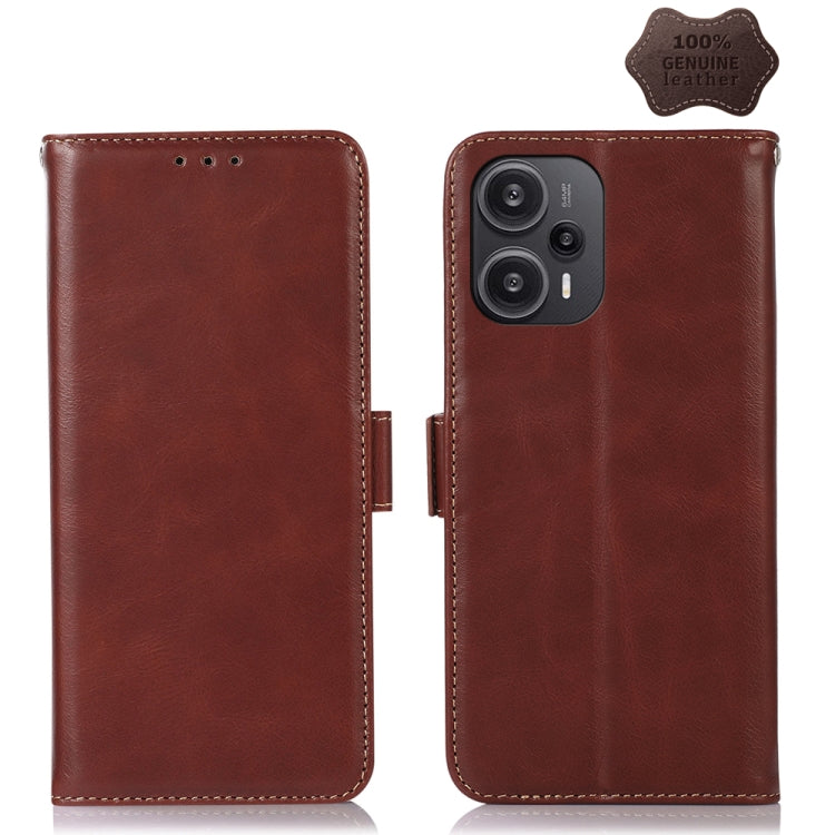 Crazy Horse Top Layer Cowhide Leather Phone Case, For Xiaomi Redmi Note 12 Turbo 5G