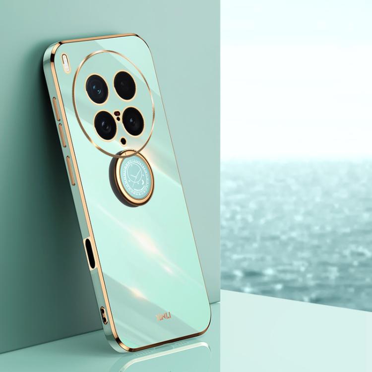 XINLI Straight Edge 6D Electroplate TPU Phone Case with Ring Holder