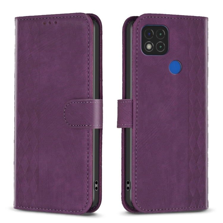 Plaid Embossed Leather Phone Case, For Xiaomi 11 Lite, For Xiaomi Redmi 9A, For Xiaomi Redmi 9, For Xiaomi Redmi 9C