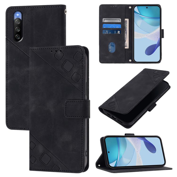 Skin-feel Embossed Leather Phone Case, For Sony Xperia 10 III / 10 III Lite