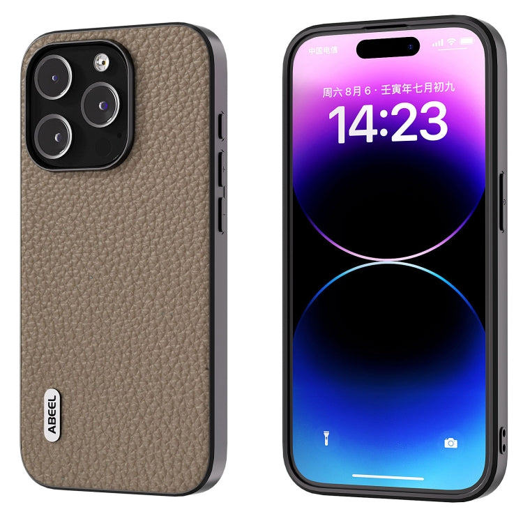 ABEEL Genuine Leather Litchi Texture Phone Case, For iPhone 15 Plus, For iPhone 15, For iPhone 14 Plus, For iPhone 14, For iPhone 14 Pro, For iPhone 14 Pro Max