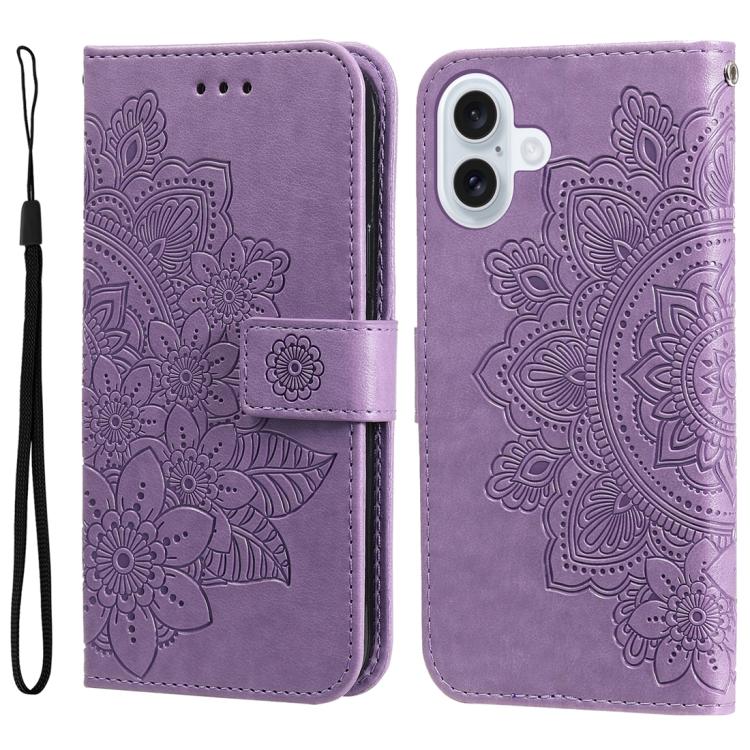Seven-petal Flowers Embossing Leather Phone Case, For iPhone 17e / 16e, For iPhone 17 Pro Max, For iPhone 17 Pro, For iPhone 17