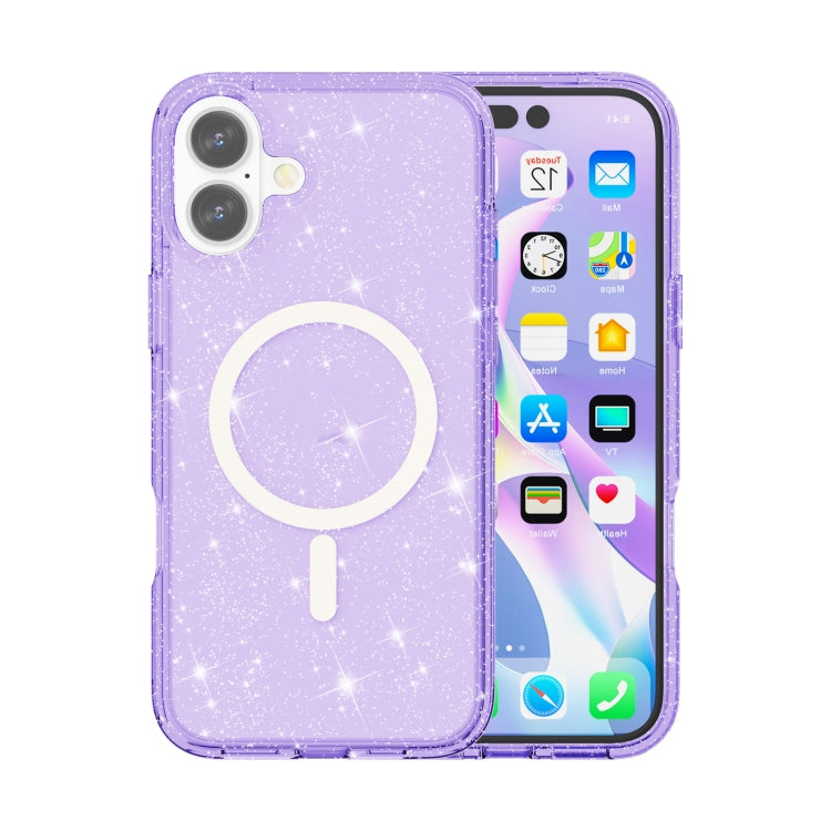 Terminator Style Glitter Powder MagSafe Magnetic Phone Case, For iPhone 16e, For iPhone 16 Pro Max, For iPhone 16 Pro, For iPhone 16 Plus