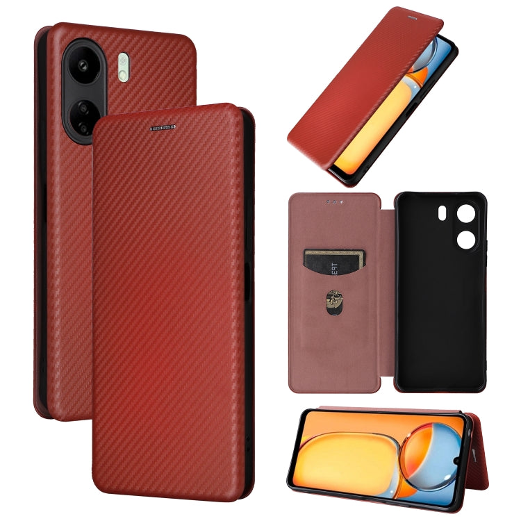 Carbon Fiber Texture Flip Leather Phone Case, For Xiaomi Redmi K70E 5G, For Xiaomi 14 Pro, For Xiaomi 14, For Xiaomi Redmi 13C