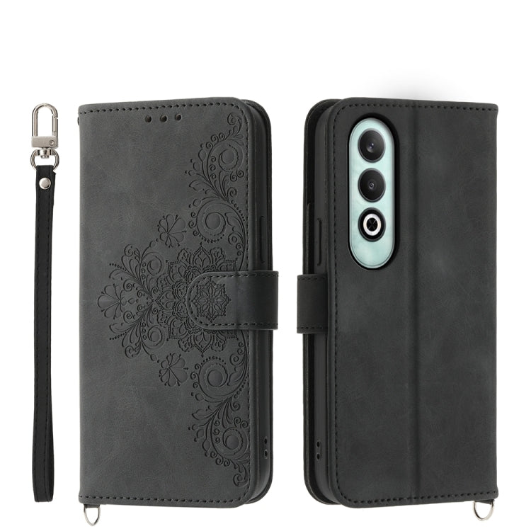Skin-feel Flowers Embossed Wallet Leather Phone Case, For OnePlus 13R / Ace 5 / Ace 5 Pro, For OnePlus Nord 4 5G, For OnePlus Ace 3V, For OnePlus Nord CE4 5G