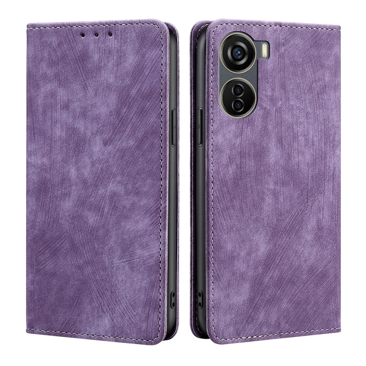 RFID Anti-theft Brush Magnetic Leather Phone Case, For ZTE Anshin Family, For ZTE Axon 40 Lite