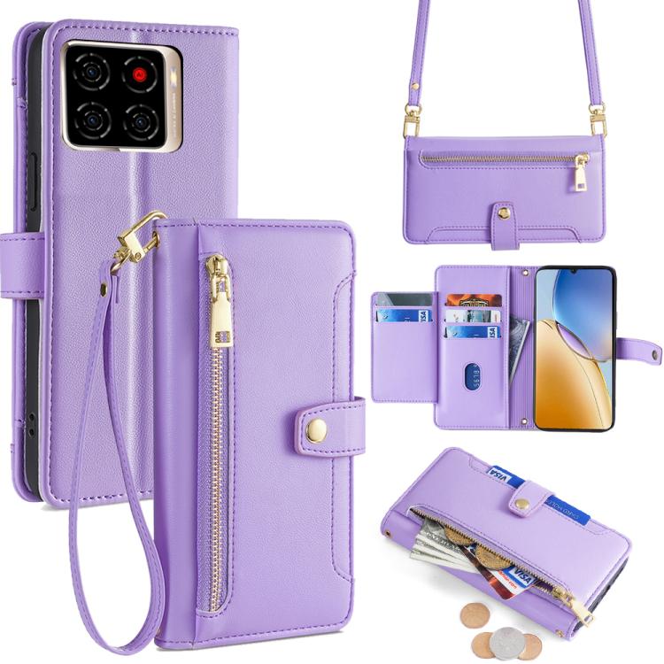 Sheep Texture Cross-body Zipper Wallet Leather Phone Case, For ZTE nubia S2 504ZT, For ZTE nubia S2e / S2R / S2 Lite, For ZTE Blade A36 4G, For ZTE Blade A56 4G