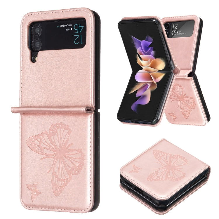 Embossing Two Butterflies Leather Phone Case, For Samsung Galaxy Z Flip6 / Flip7 FE, For Samsung Galaxy Z Flip5, For Samsung Galaxy Z Flip4, For Samsung Galaxy Z Flip3 5G