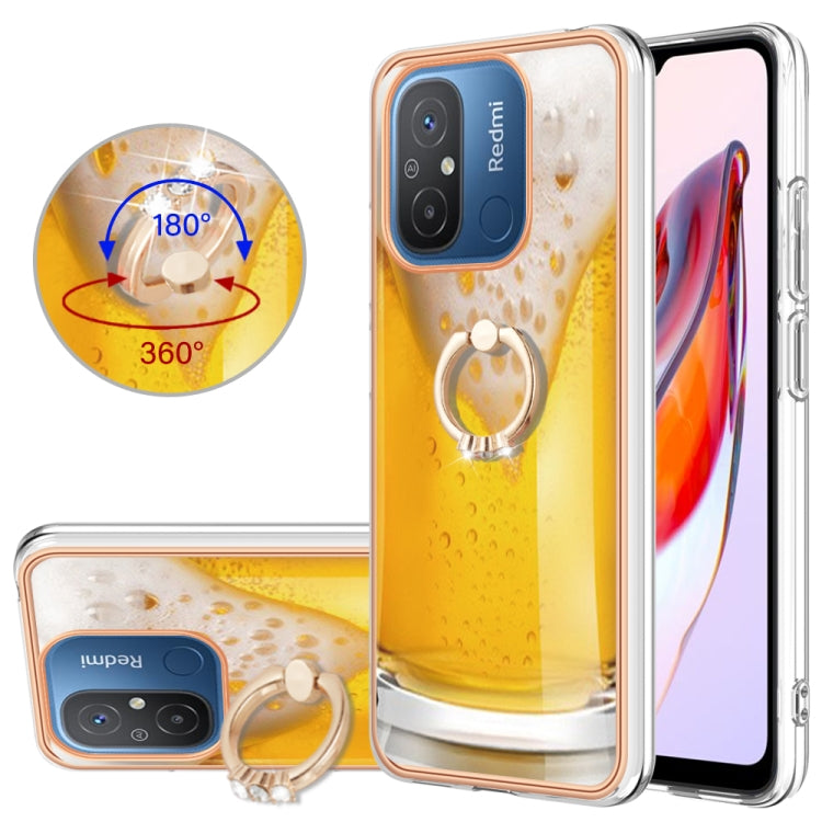 Electroplating Dual-side IMD Phone Case with Ring Holder, For Xiaomi Redmi Note 12 Pro 5G Global, For Xiaomi Redmi Note 12 5G Global, For Xiaomi Redmi 12C / 11A 4G