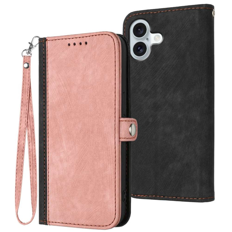 Side Buckle Double Fold Hand Strap Leather Phone Case, For iPhone Air, For iPhone 16 Pro Max, For iPhone 16 Pro, For iPhone 16 Plus