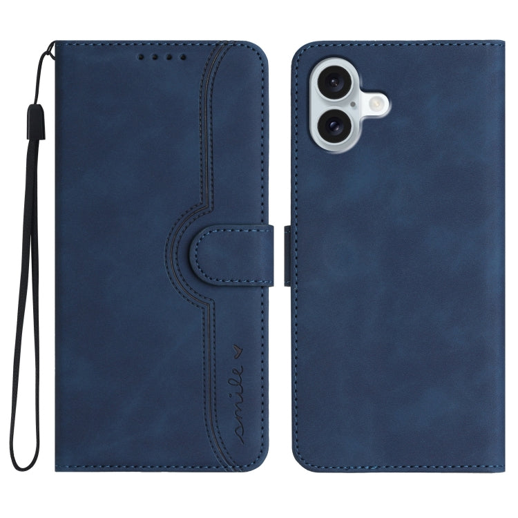 Heart Pattern Skin Feel Leather Phone Case, For iPhone Air, For iPhone 16 Pro Max, For iPhone 16 Pro, For iPhone 16 Plus