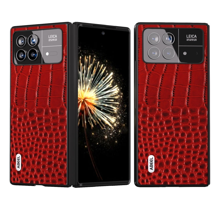 ABEEL Genuine Leather Crocodile Pattern Black Edge Phone Case, For Xiaomi Mix Flip, For Xiaomi Mix Fold 4, For Xiaomi Mix Fold 3