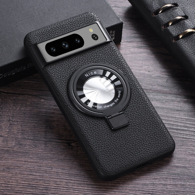 Litchi Texture MagSafe Magnetic Ring Phone Case