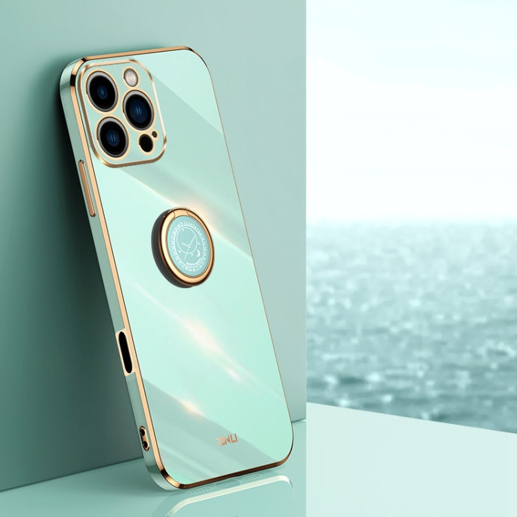 XINLI Straight Edge 6D Electroplate TPU Phone Case with Ring Holder, For iPhone Air, For iPhone 16 Pro Max, For iPhone 16 Pro