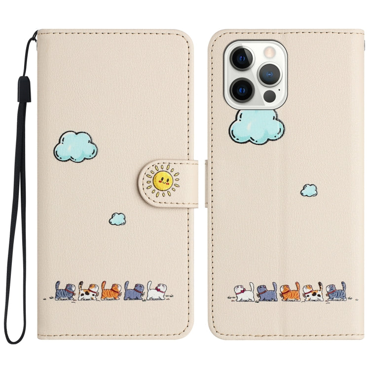 Cartoon Cats Leather Phone Case, For iPhone 15, For iPhone 14 Plus, For iPhone 14 / 13, For iPhone 14 Pro