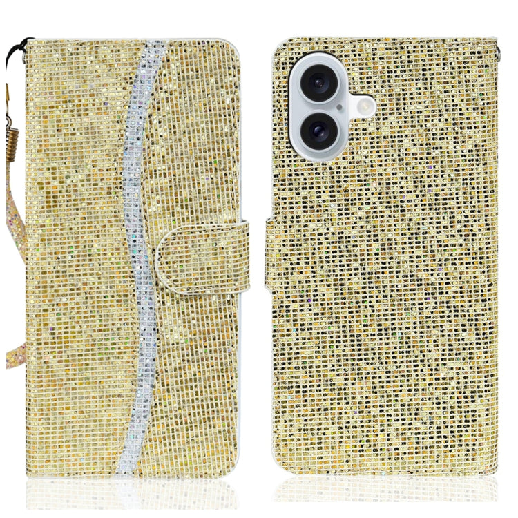 Glitter Powder Filp Leather Phone Case, For iPhone Air, For iPhone 16 Pro Max, For iPhone 16 Pro, For iPhone 16 Plus
