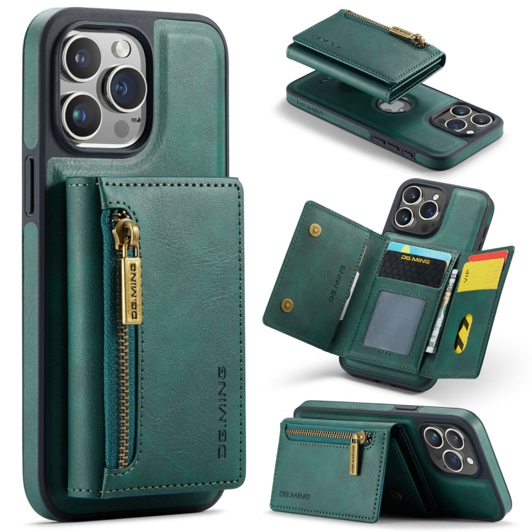 DG.MING M5 Series Zip RFID Multi Card Detachable Leather Phone Case, For iPhone 16, For iPhone 14 Pro Max, For iPhone 15 Pro Max, For iPhone 15 Pro
