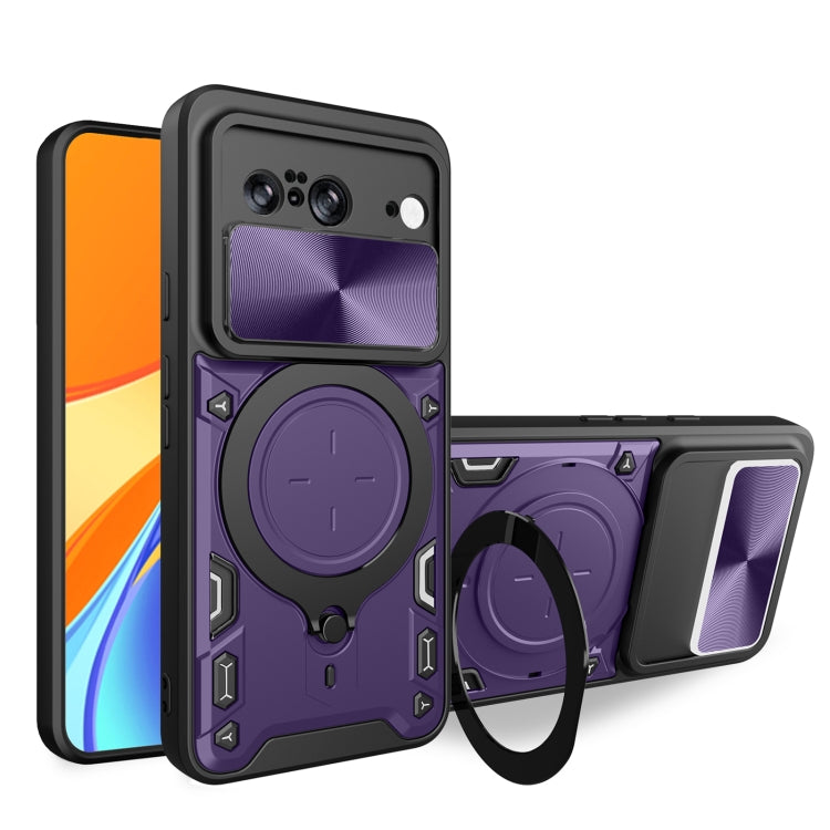 CD Texture Sliding Camshield Magnetic Holder Phone Case, For Google Pixel 8a, For Google Pixel 8 Pro 5G, For Google Pixel 8 5G