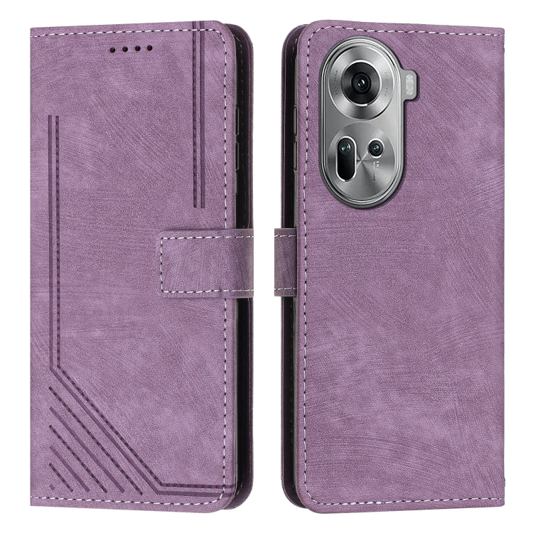 Skin Feel Stripe Pattern Leather Phone Case with Lanyard, For OPPO Reno12 5G Global, For OPPO A3 Pro Global, For OPPO Reno11 5G Global, For OPPO Reno11 Pro Global
