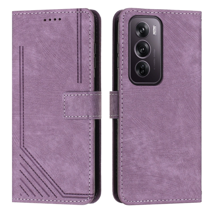 Skin Feel Stripe Pattern Leather Phone Case with Lanyard, For OPPO A5 Pro 5G Global, For OPPO Reno13 Pro Global, For OPPO Reno13 5G Global, For OPPO Reno12 Pro Global